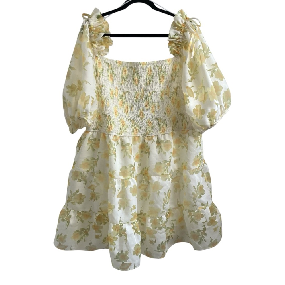 Layered With Love NWT 3X Plus Size Yellow Floral Midi Dress Feminine - Picture 3 of 16